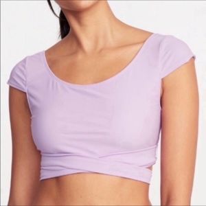 Lavender Wrap Back Cap Sleeve Swim Top NEW